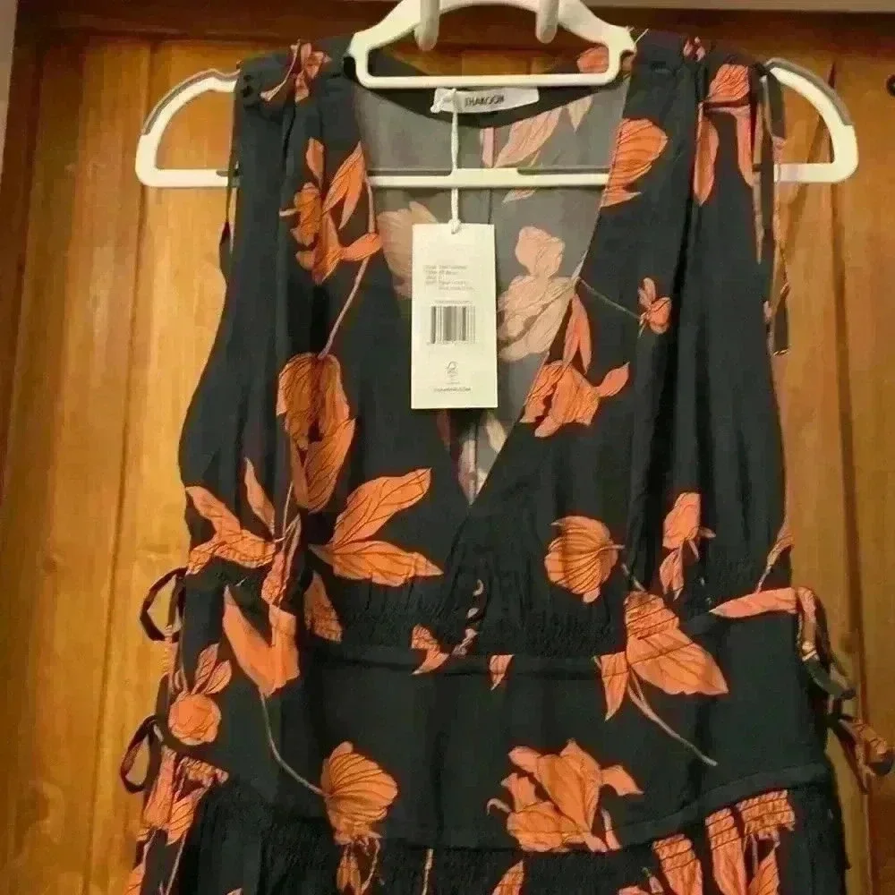 Thakoon Floral Deep-V Neck Maxi Dress Black Size 2 & Size 8 NWT - Picture 9 of 11